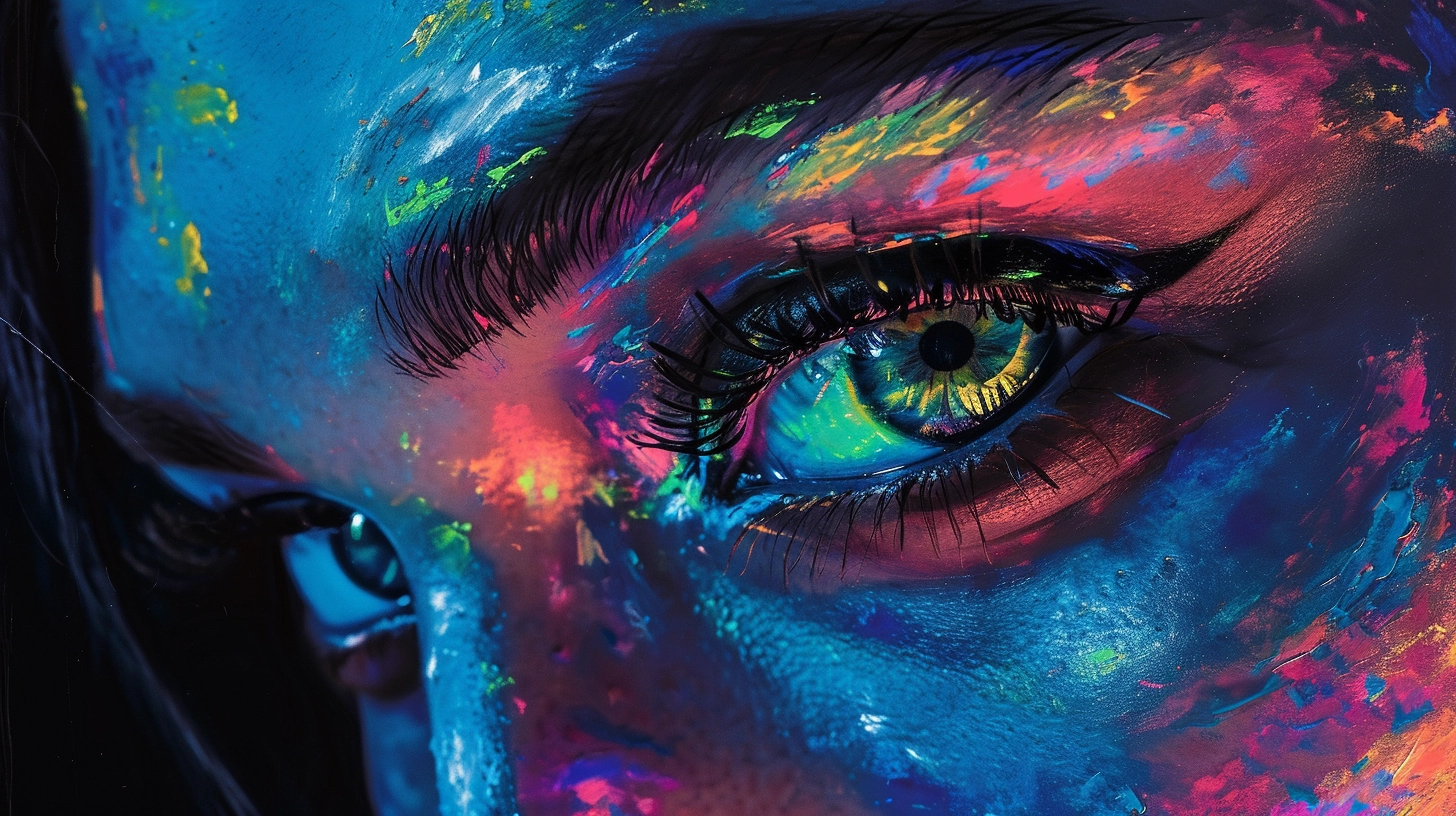 Mesmerizing Blacklight Art: Enhancing Female Eyes & Eyebrows