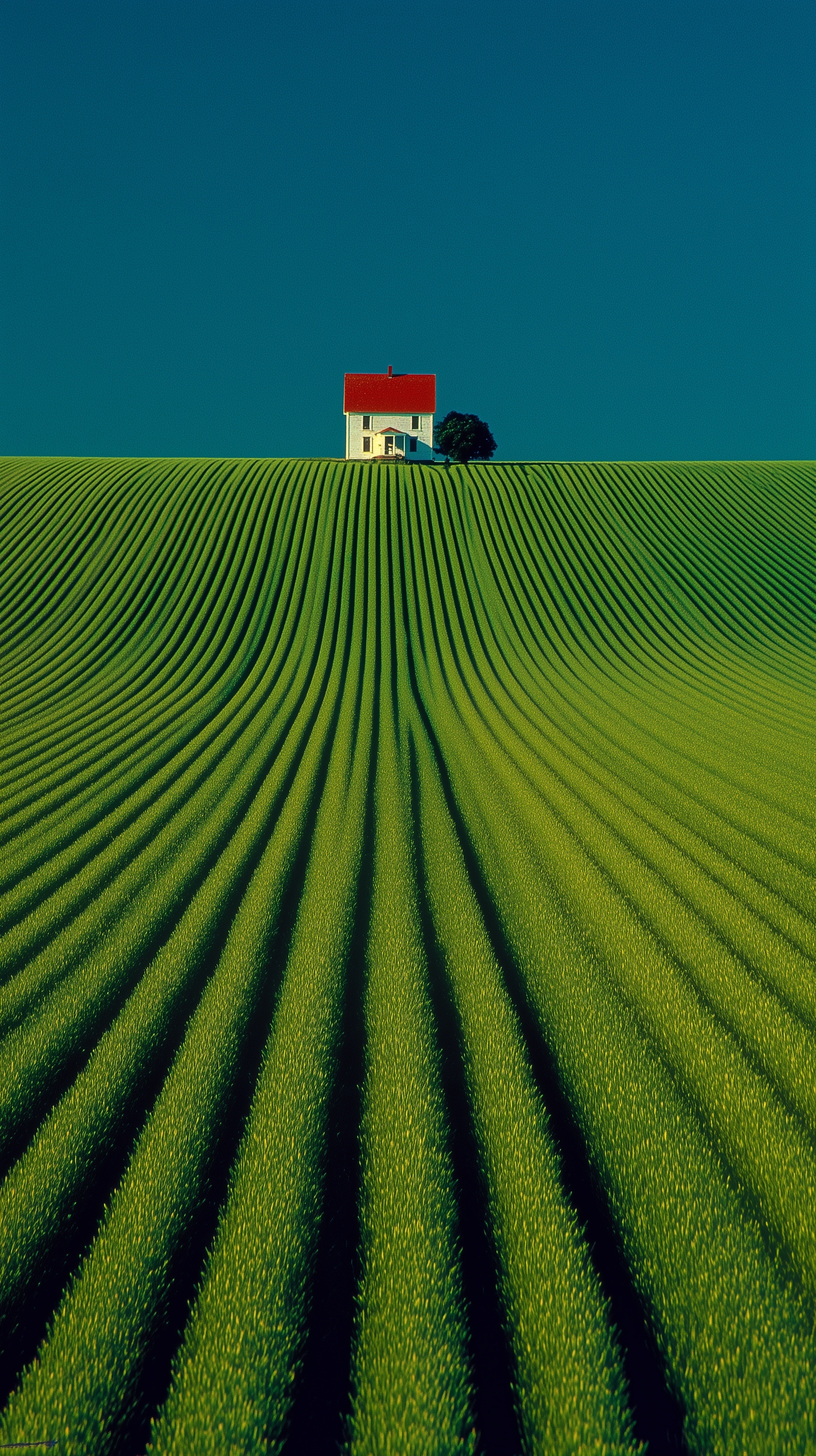 Serene Surreal Farmhouse in Lush Green Fields