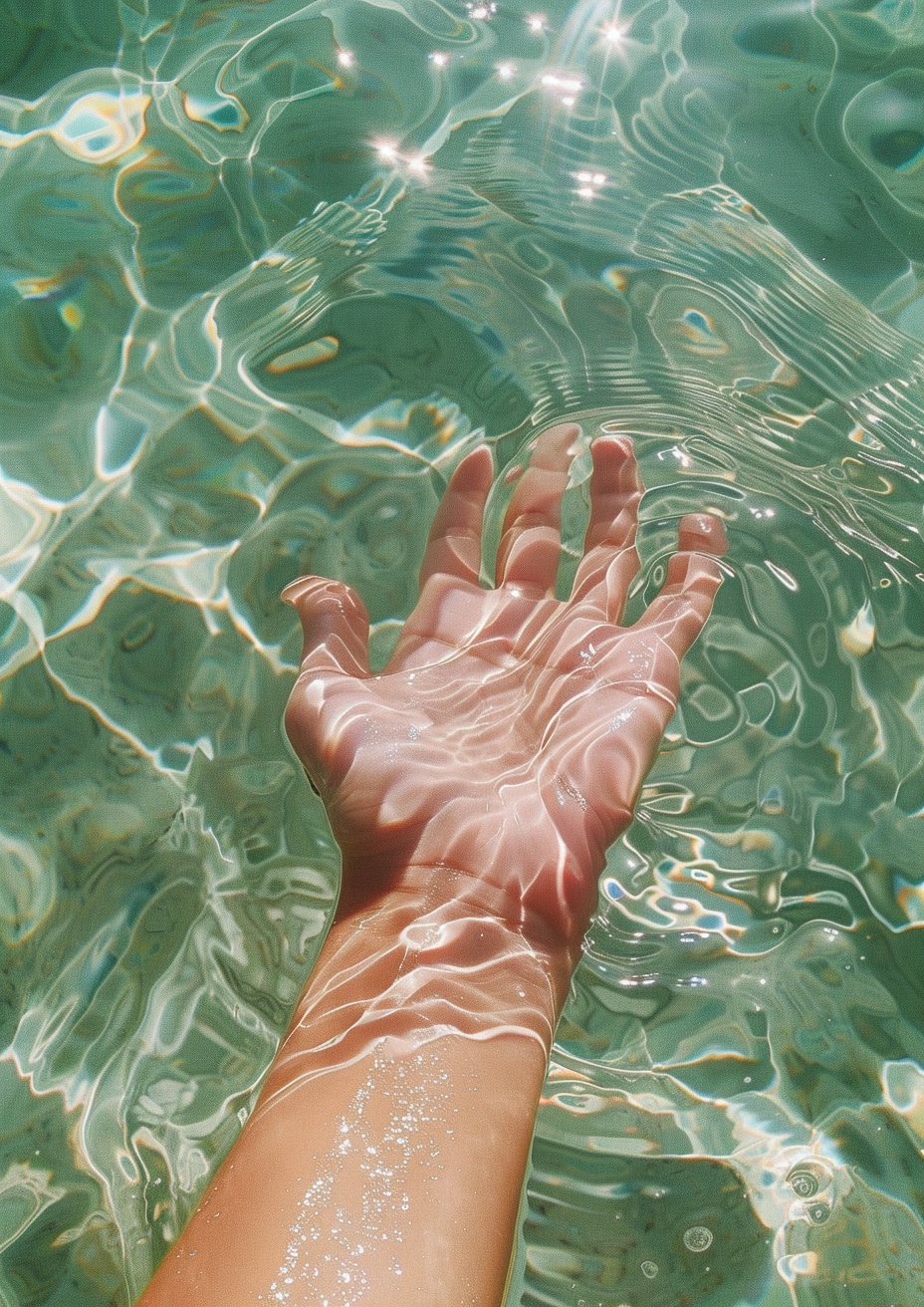 Summer Snap: Impressionist Style Hand In Water Photo • PromptDen