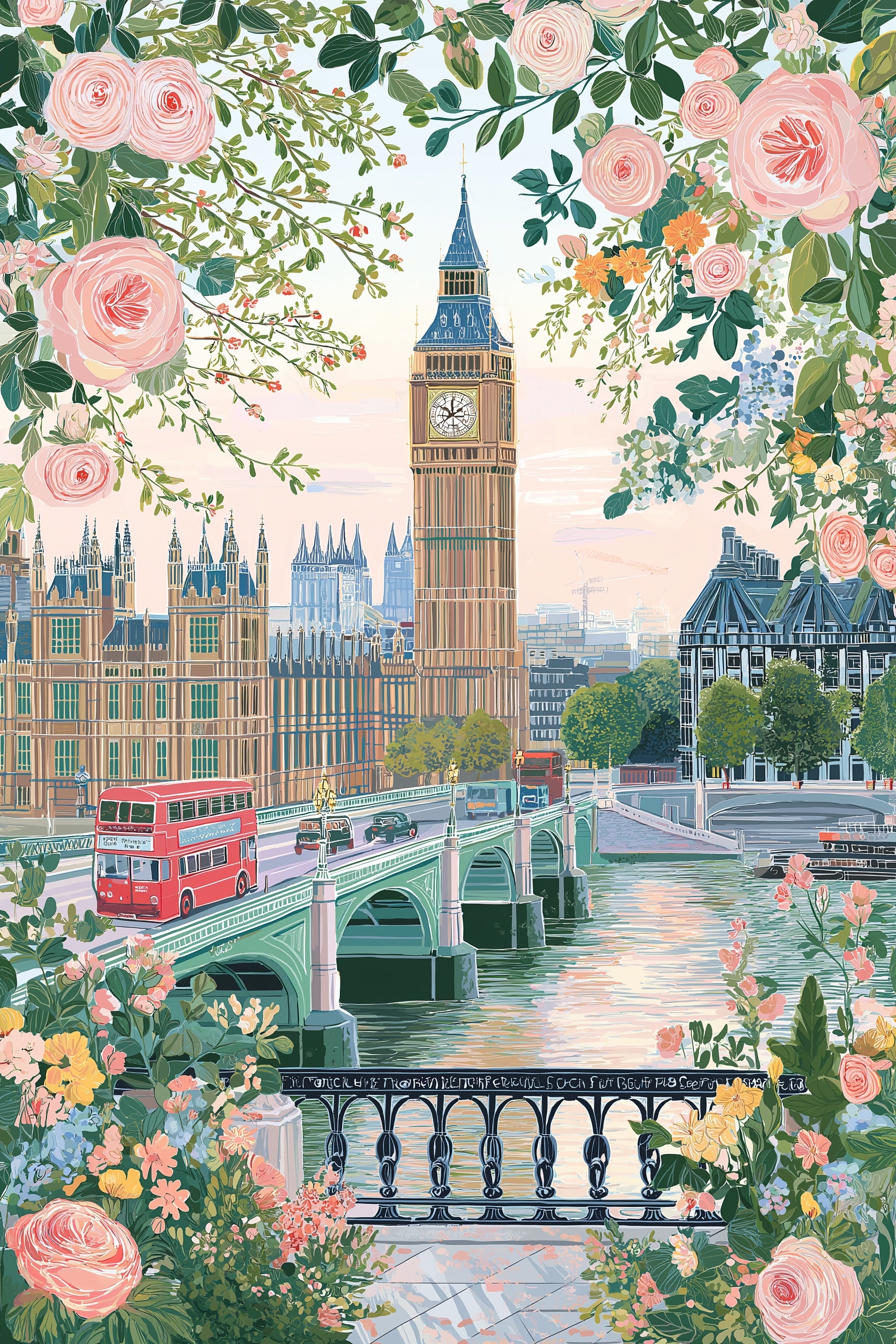 Summer in London: A Dreamy Gouache Illustration