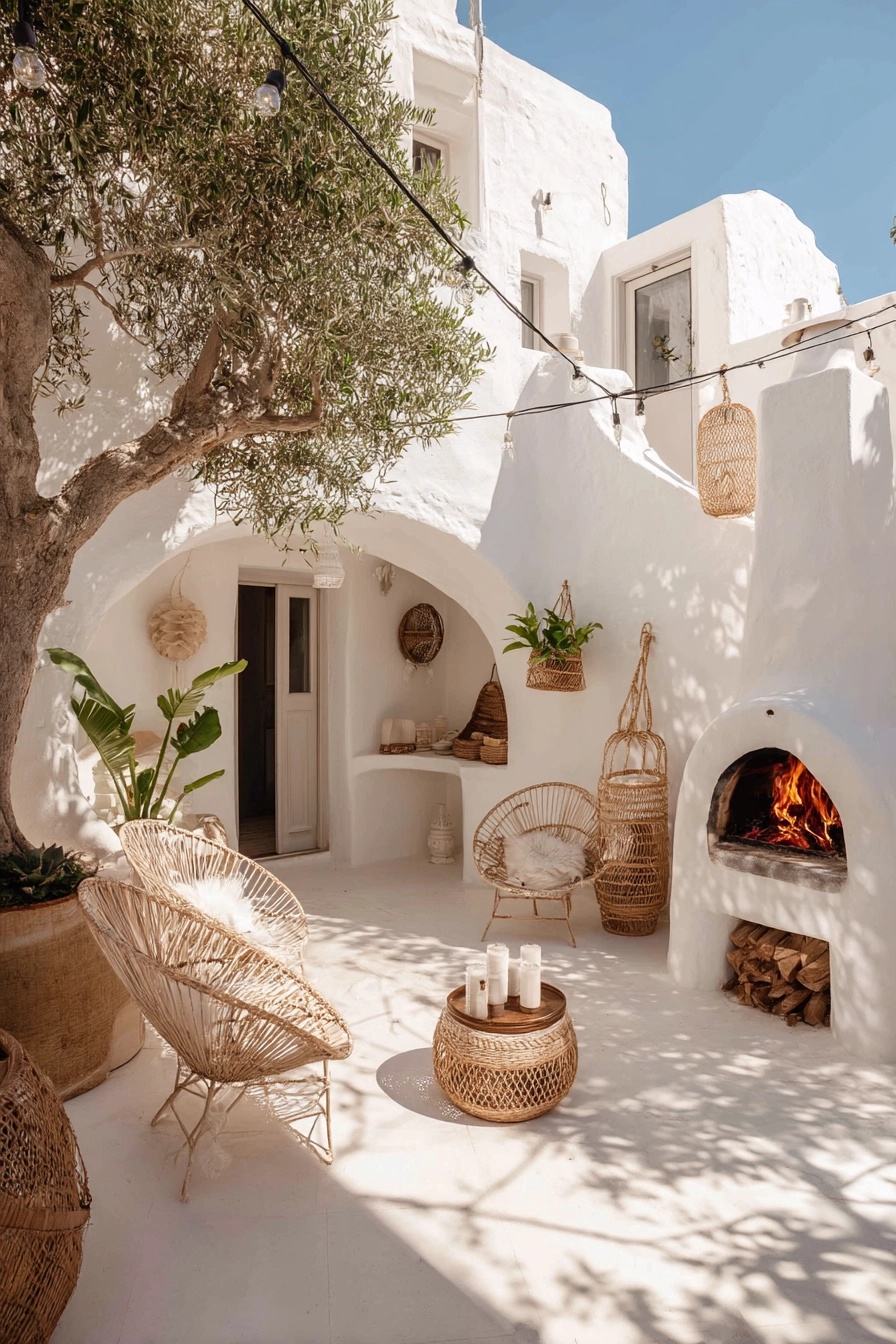 Serene Mediterranean Outdoor Living Courtyard