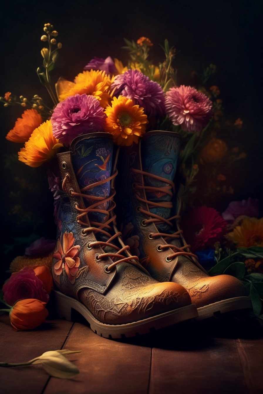 Realistic Flower Boots: Intricate Details & Rich Colors