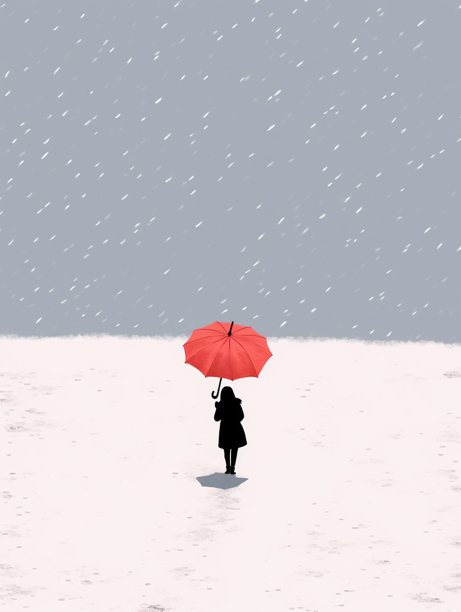 Winter Wonderland: Animated Minimalist Art - Girl in Umbrella