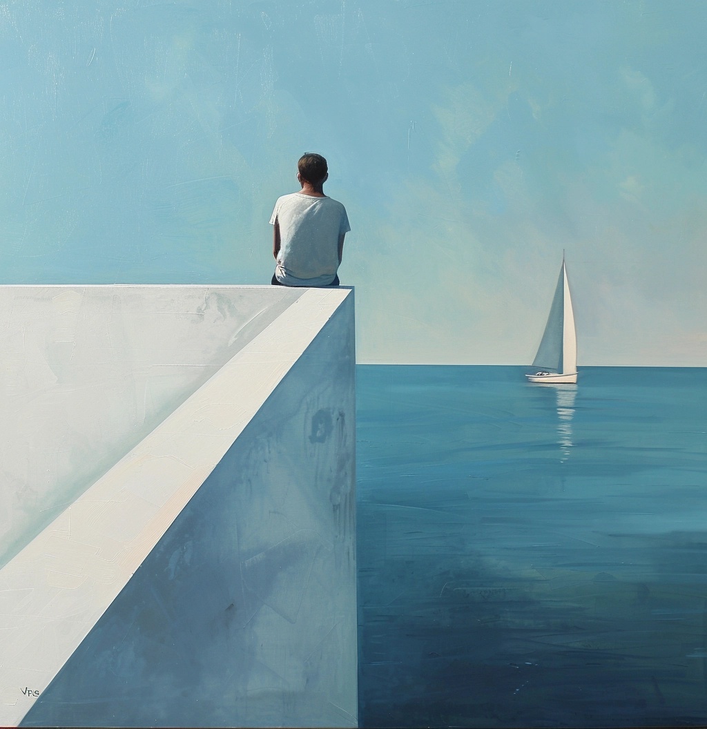 Modern Minimalist Art: Serenity by the Sea