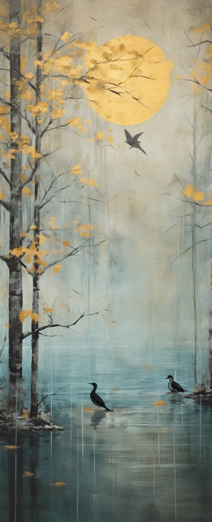 Misty Gothic Woods: Contemporary Asian Art with Birds & Water