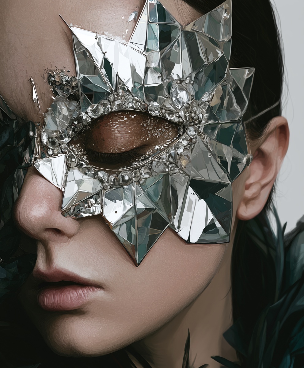 Crystal & Silver Eye Patch: Avant-Garde Fashion