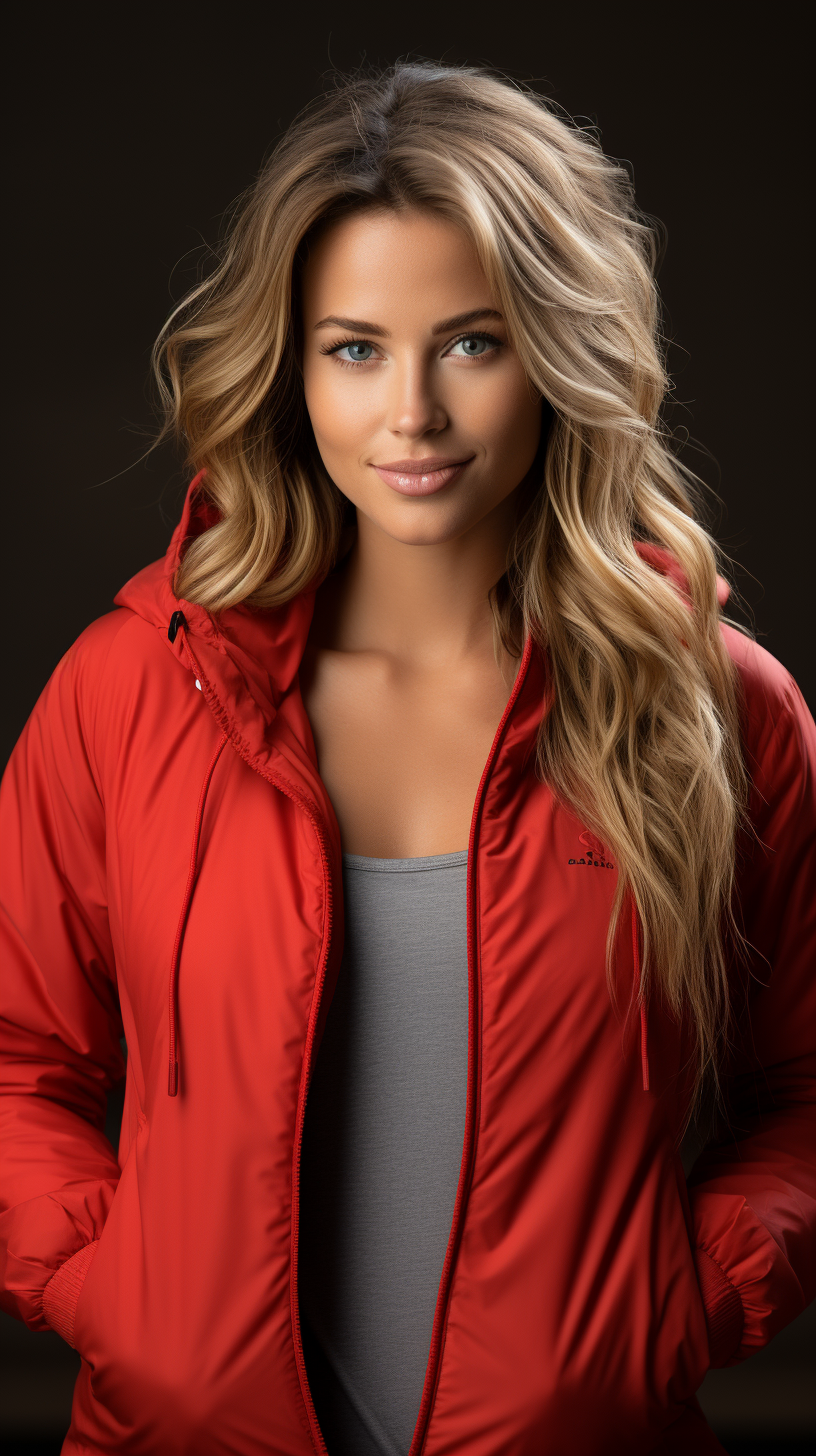 Stylish Buffao Red Hooded Puffer Jackets by Athletic American Model