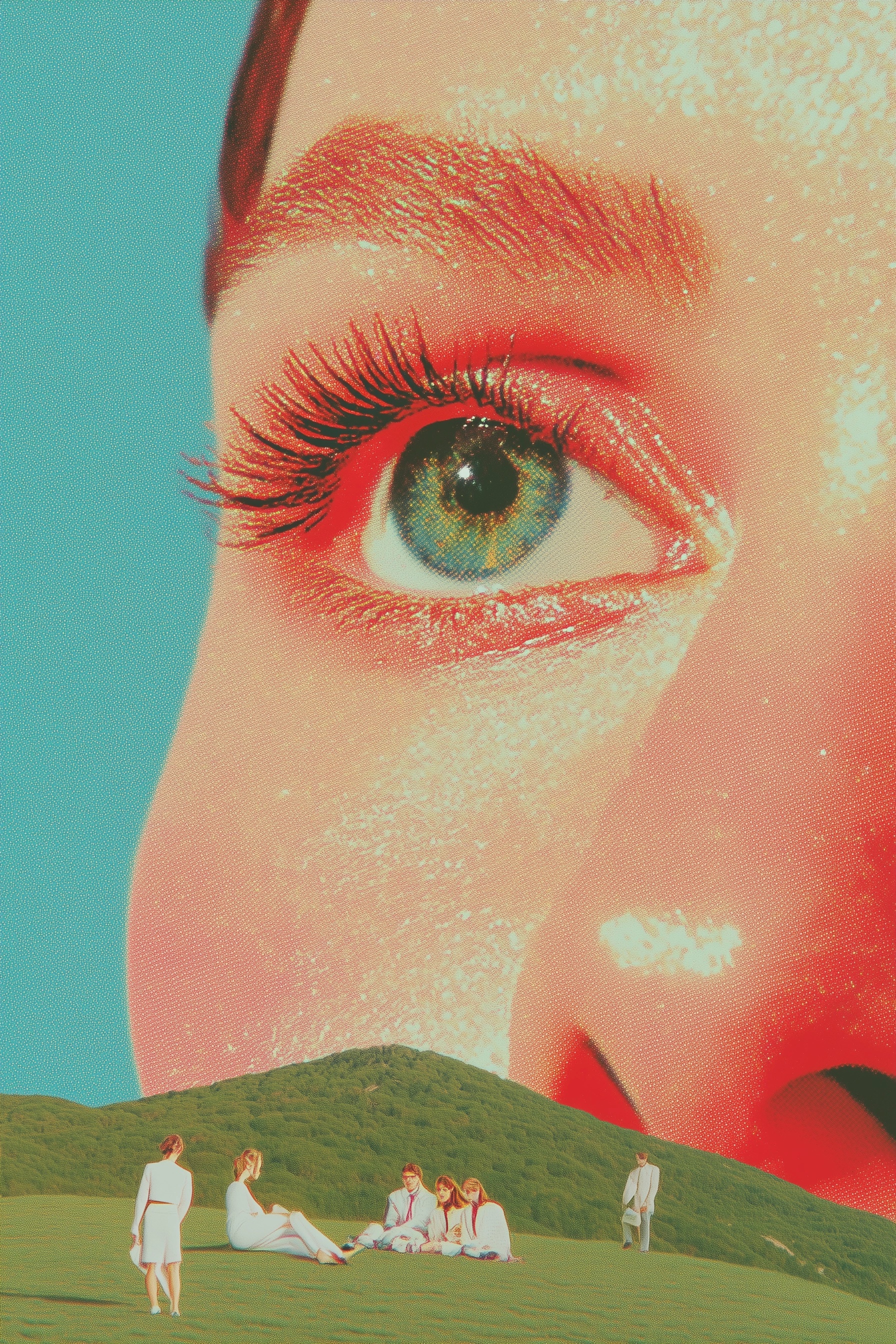 Vibrant Eye Art with Scenic Backdrop - Stunning Visuals