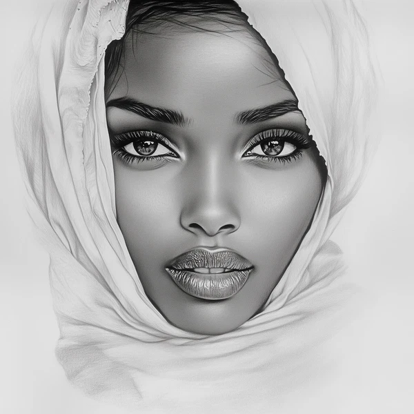 Stunning Somali Beauty: Pencil Portrait Art