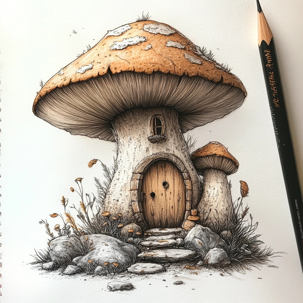 “Charming Mushroom House Art for Your Decor”