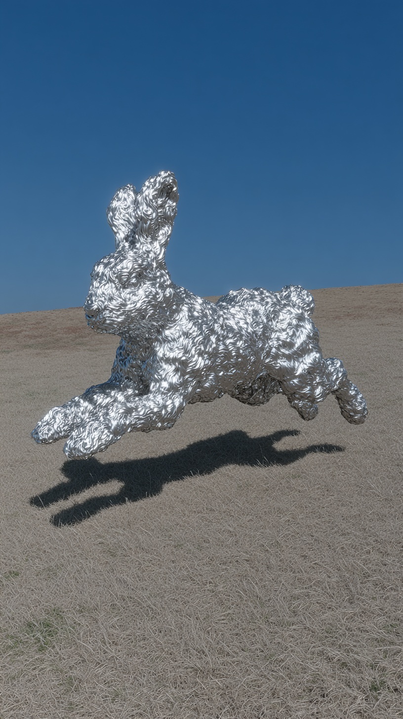 Fantasy Running Rabbit in Lush Grassland