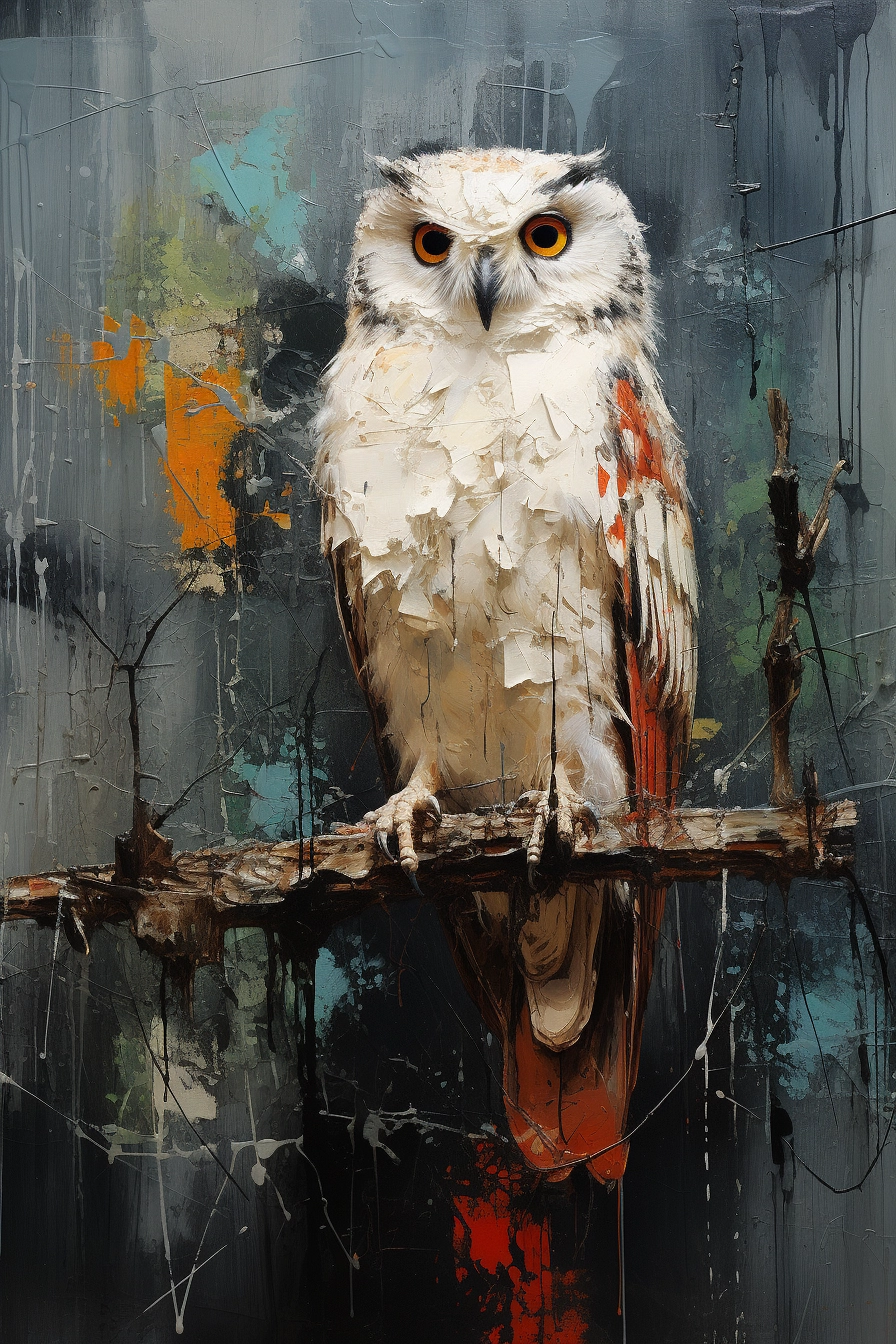 Mesmerizing White Owl, Nature's Beauty - Basquiat Art