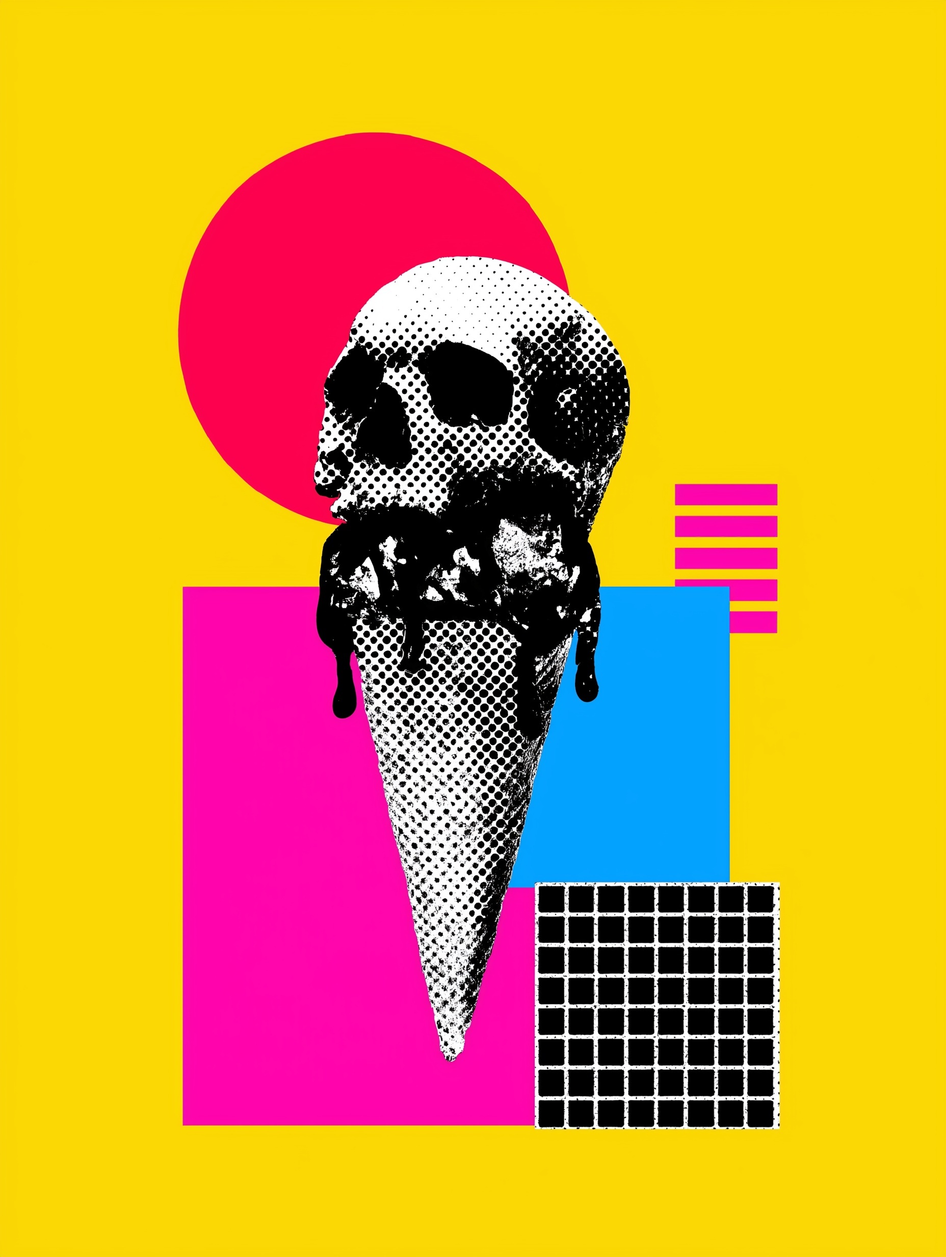 Melting Skull Ice Cream Cone T-Shirt Design