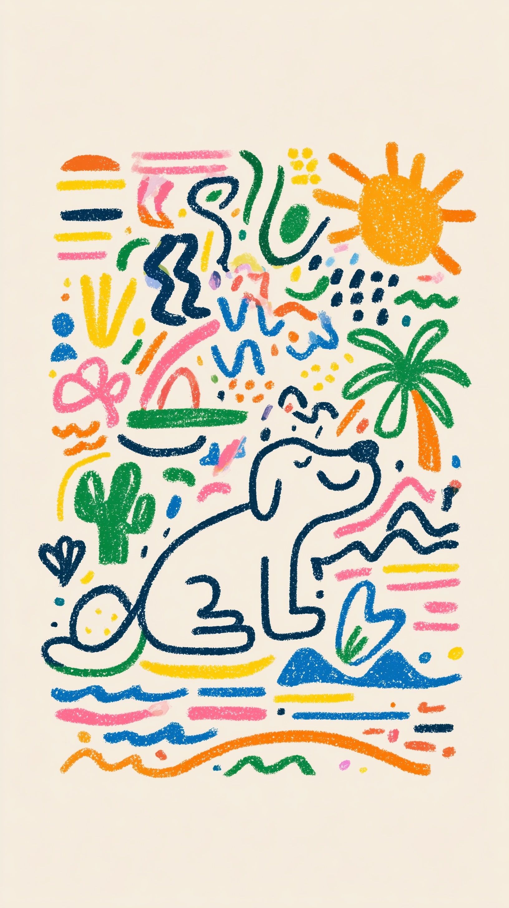 Playful Summer Dog Illustration in Vibrant Colors
