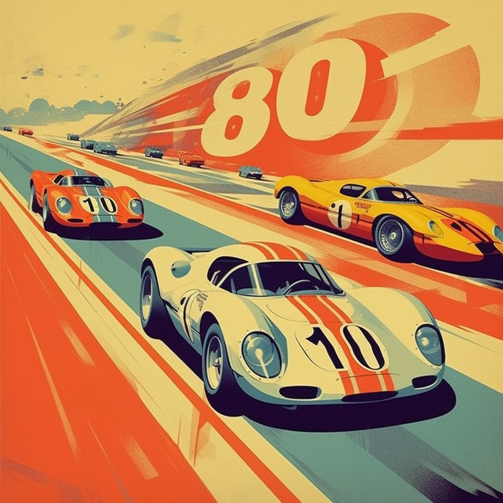 Retro DTM Race Car Lineup Poster - Vintage Style & Bold Colors