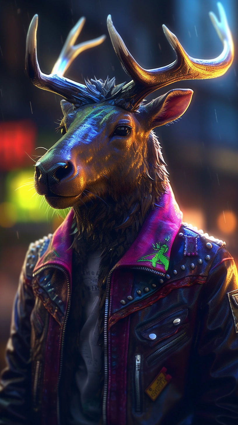 Anthropomorphic Elk: Gutter Punk in Lisa Frank Leather