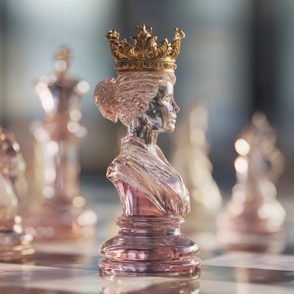 Elegant Pink Crystal Chess Queen Figurine