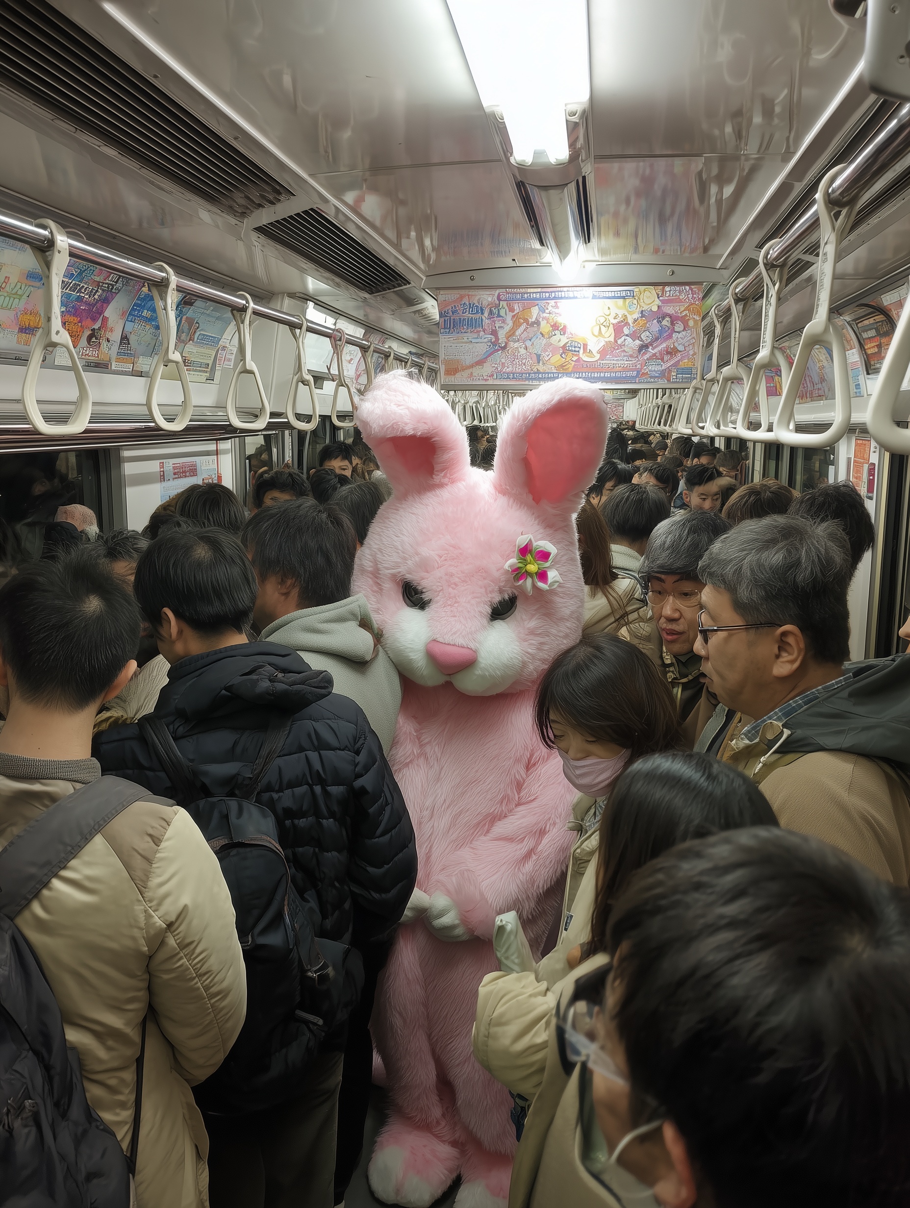 Adorable Bunny Rides Tokyo Subway: A Fun Journey