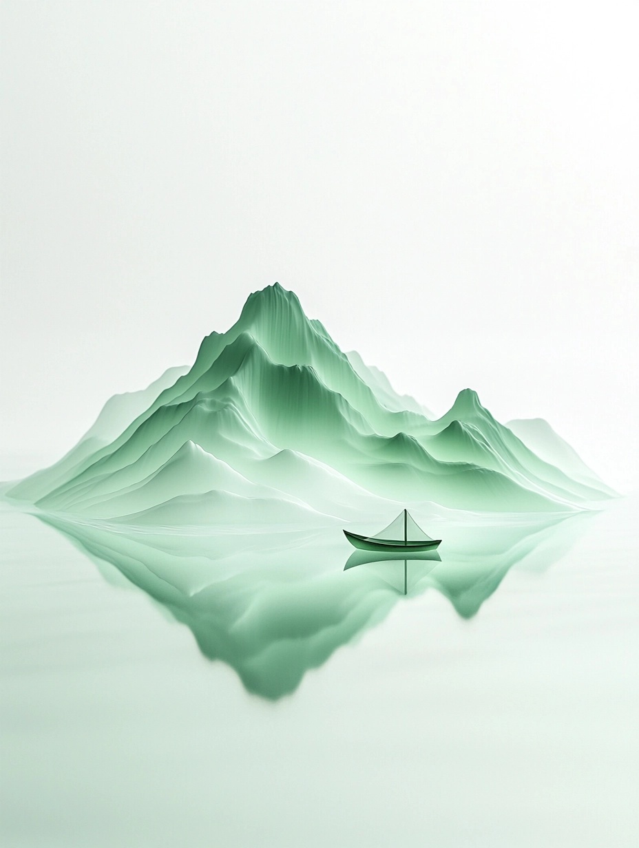 Serene Minimalism: Mountain Reflection Art