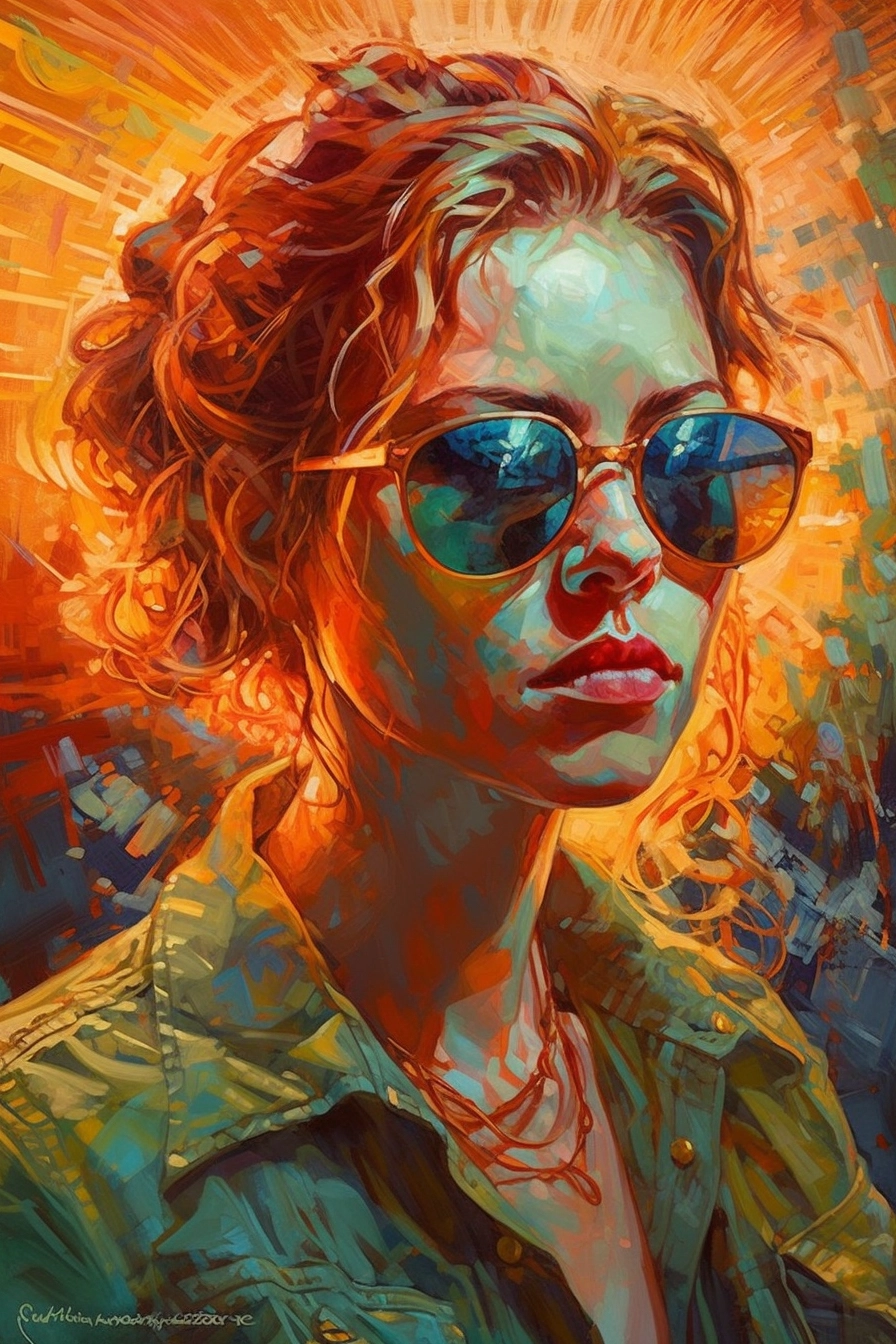 Luminous Sunglass Woman: Realistic & Vibrant Art