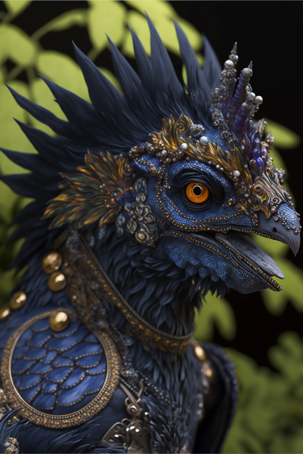 Hypnotic Reptilian Rooster: Biomech Art by Emil Melmoth & More