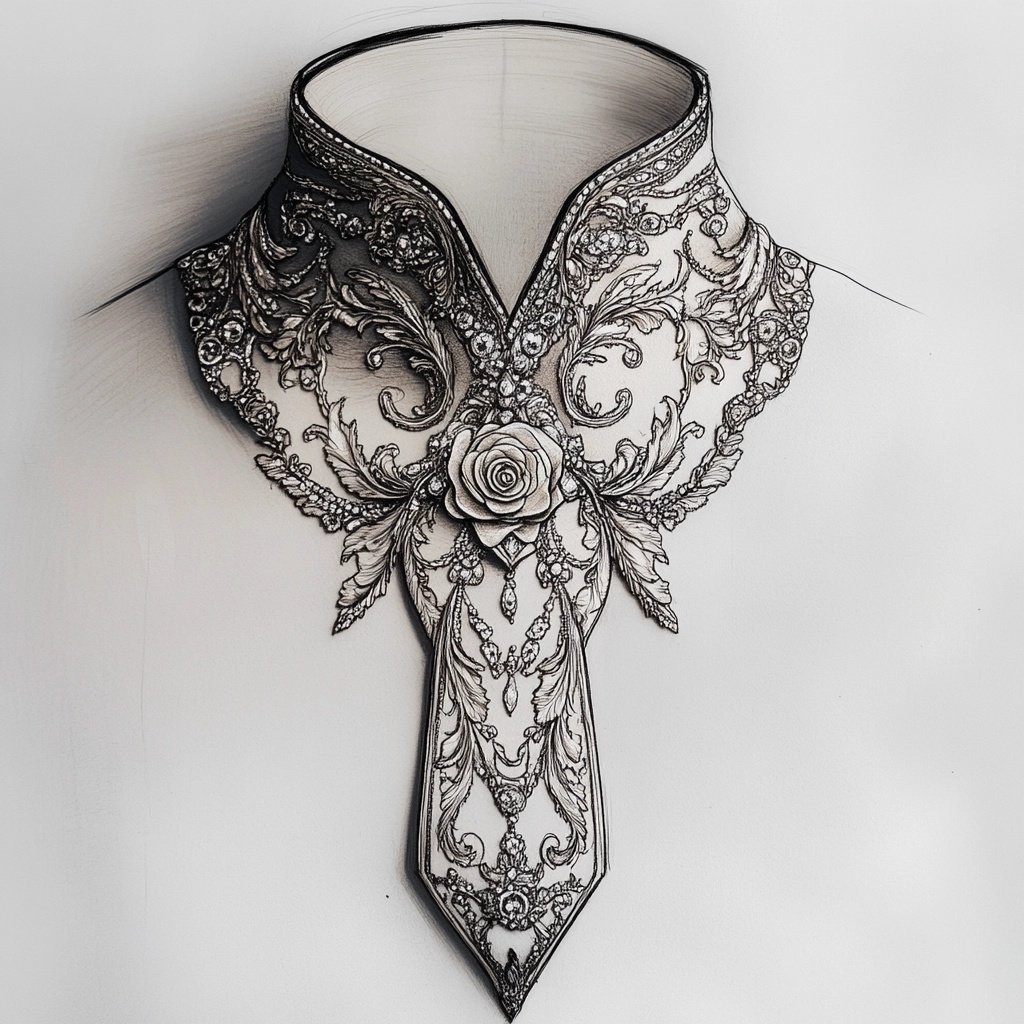 Elegant Baroque-Inspired Filigree Collar & Tie