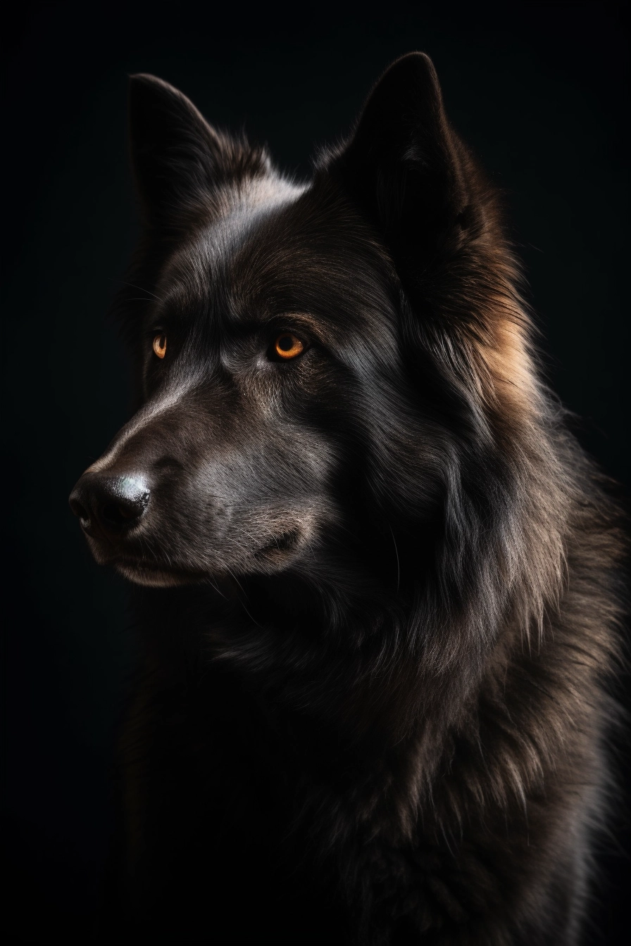 Stunning Black Wolf Studio Portrait - Award Winning Wildlife Photography