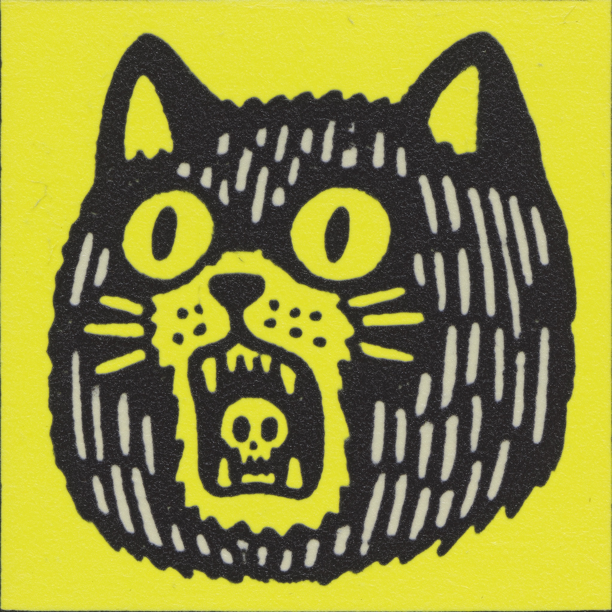 Minimalist Cat Art with Skeleton Face