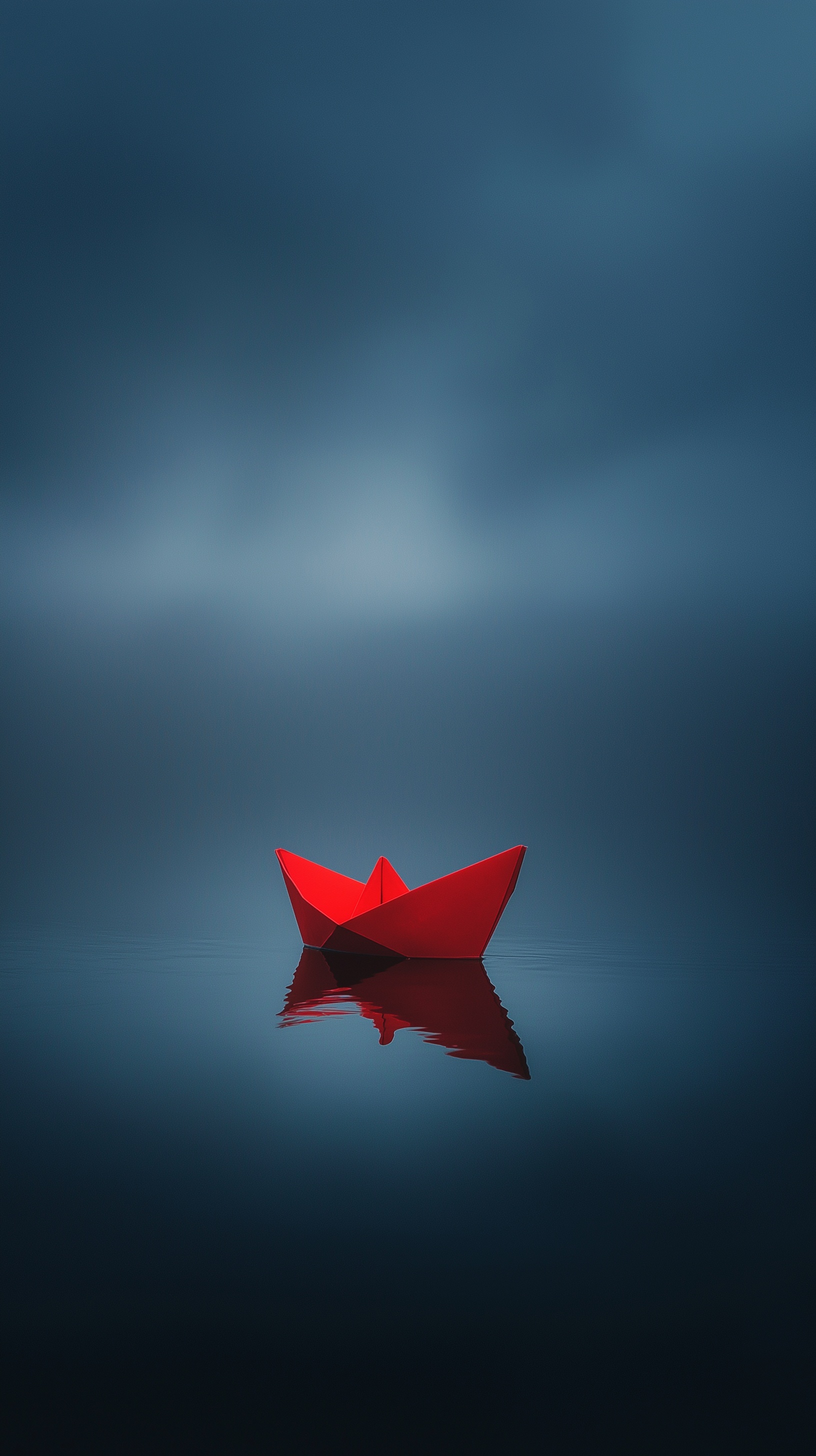 Single Red Boat: A Hauntingly Calm Reflection
