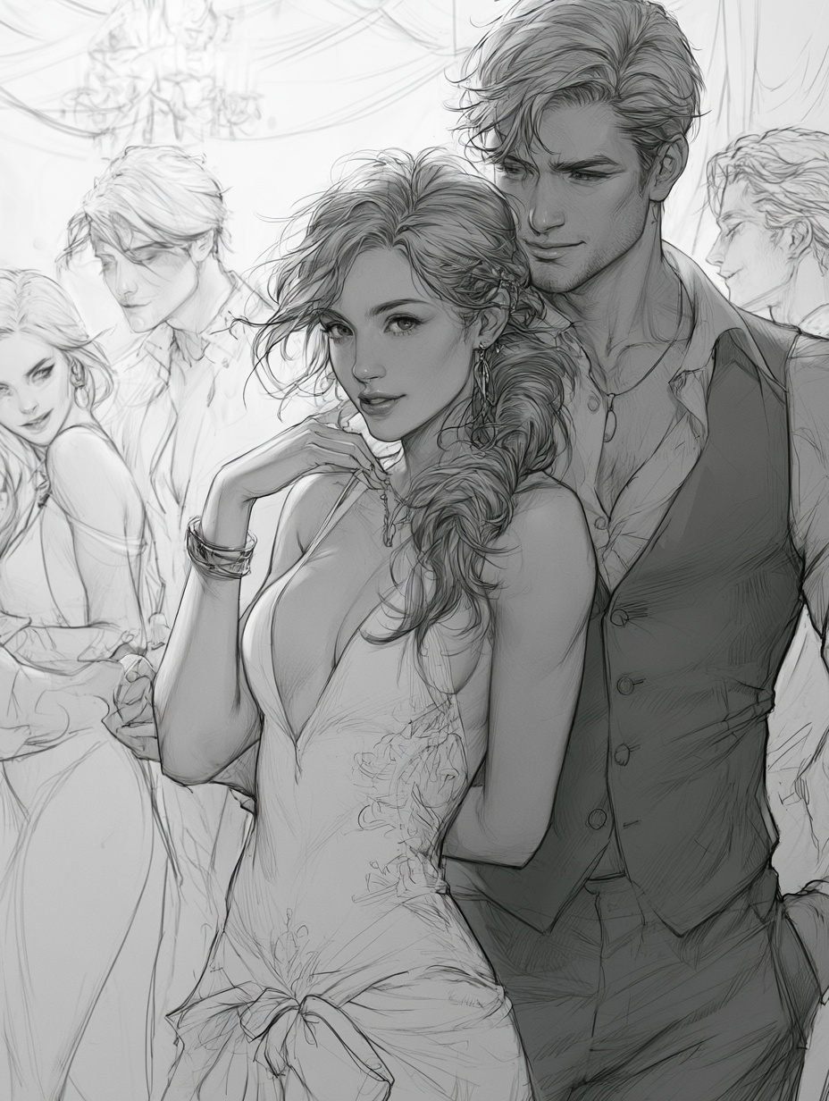 Romantic Club Scene: Young Woman & Billionaires