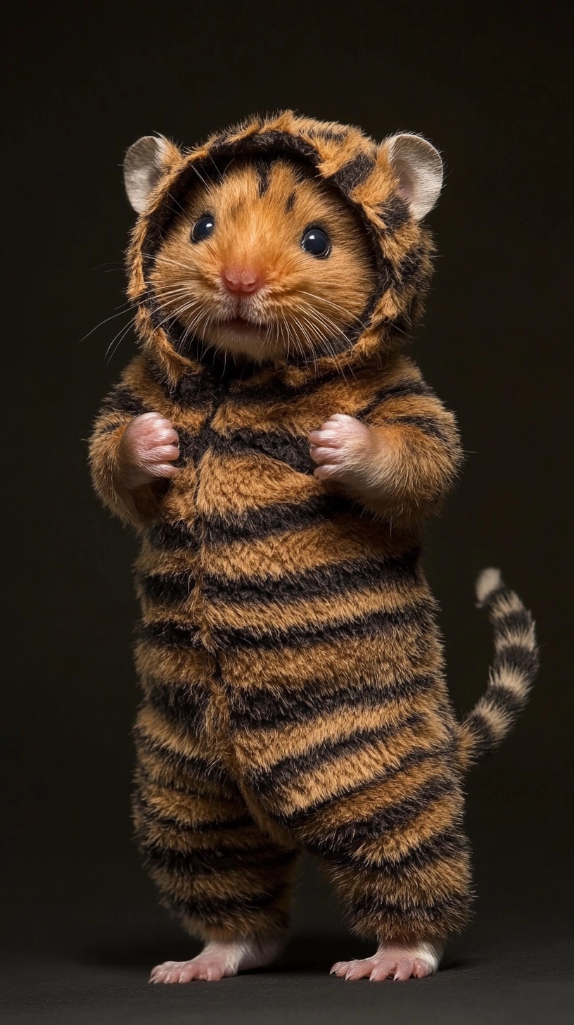 Baby Bear and Hamster in Tiger Costume Duo!