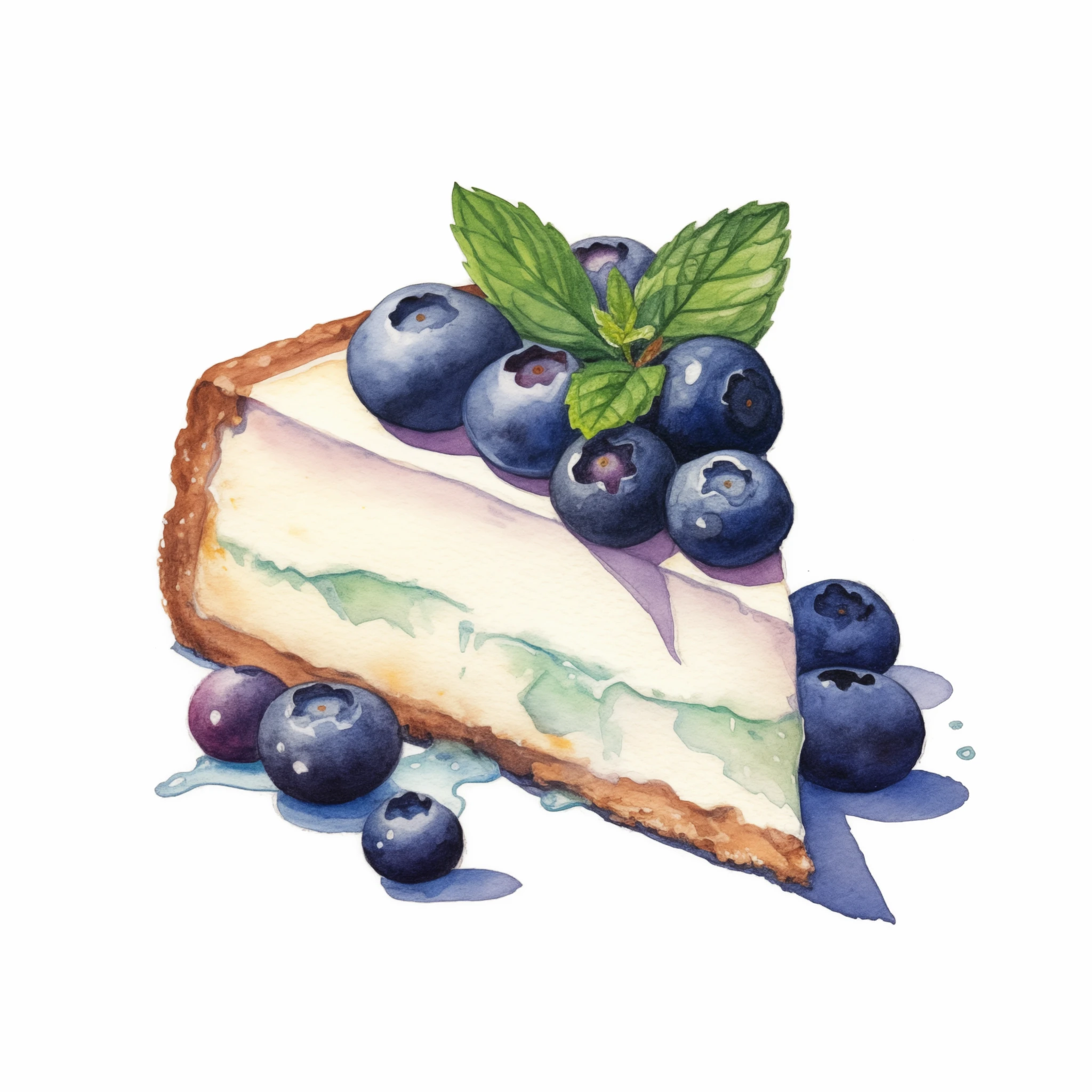 Delicious Cheesecake Slice with Fresh Blueberries and Mint