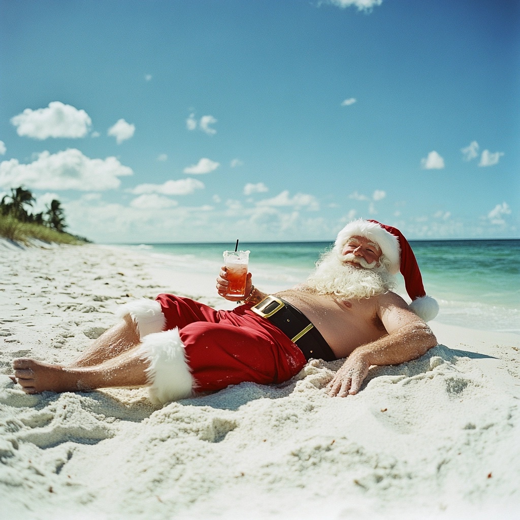 Santa's Tropical Escape: Beach Bliss in Florida