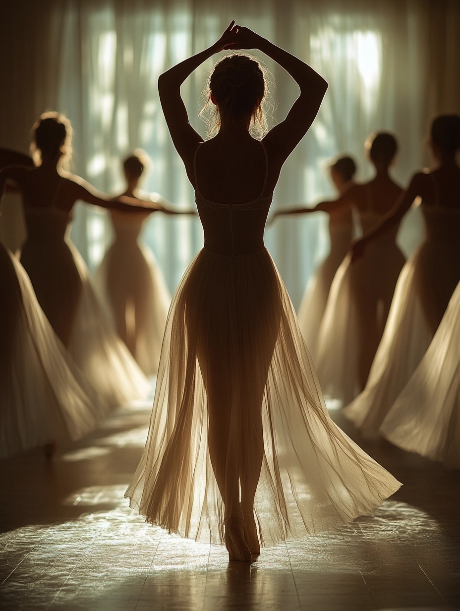 Elegant Ballerina Silhouettes in Soft Lighting