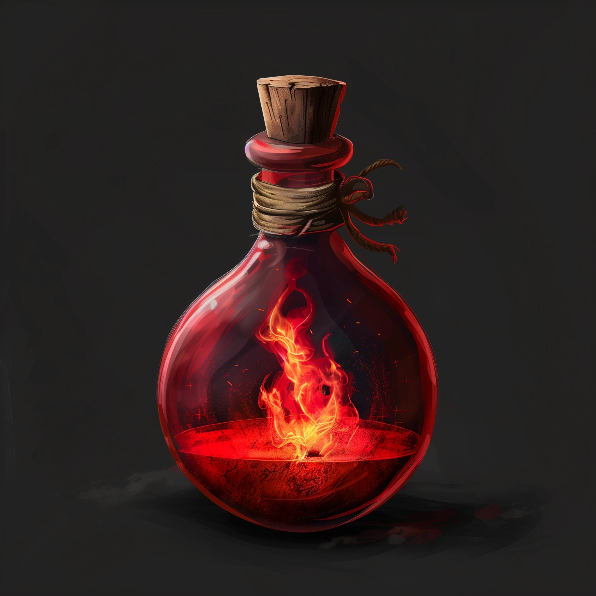 Enchanting Red Potion with Fiery Glow