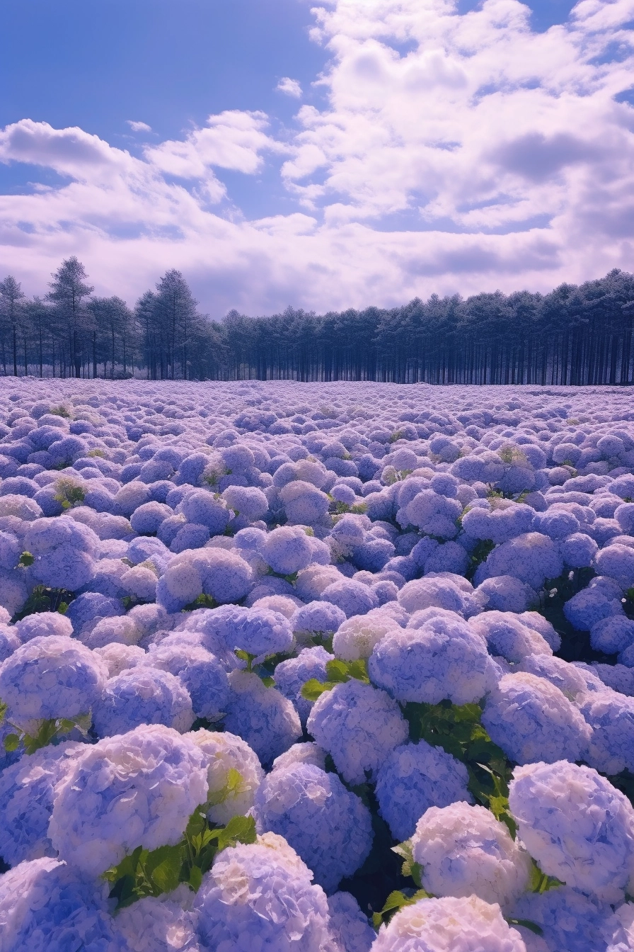 Snowy Panorama: Ultra-Clear Klein Blue Roses in Surreal Landscape