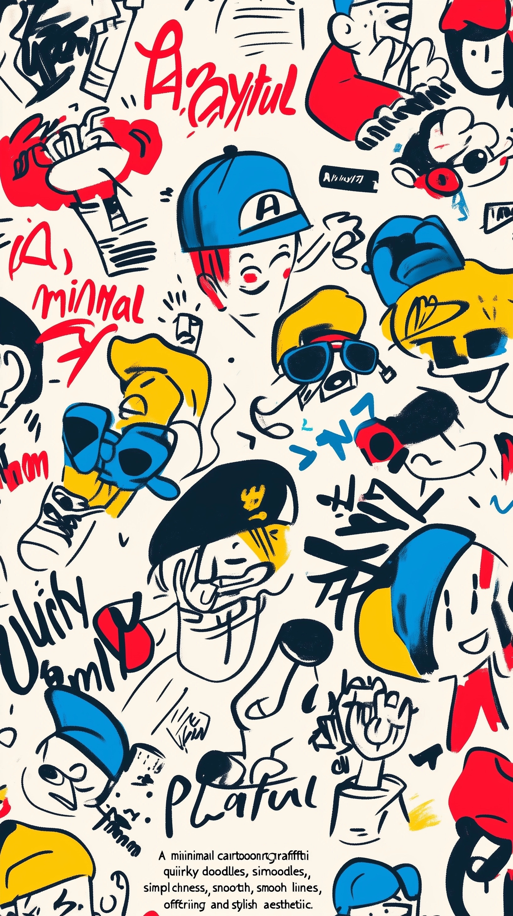 Playful Cartoon Graffiti Wallpaper for Fun Spaces