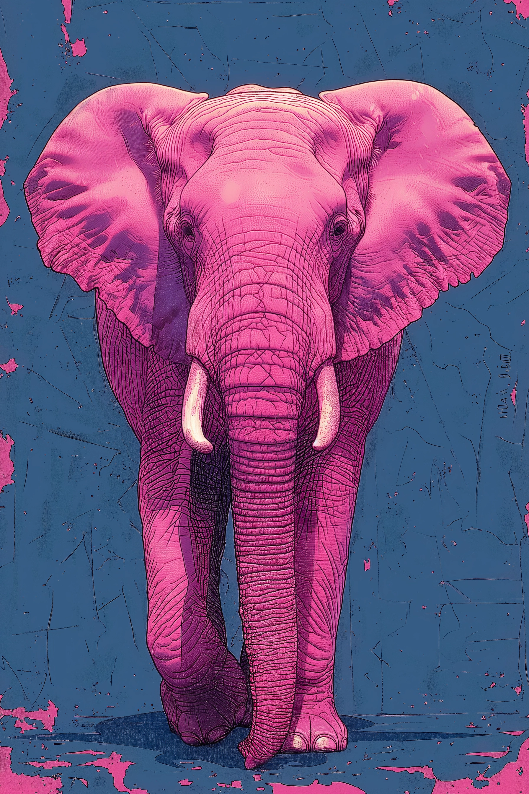 Pink Elephant Illustration - Minimalist Design