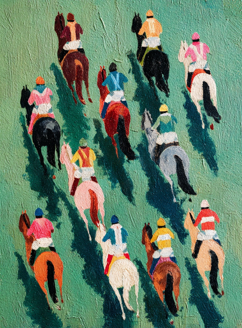 Vibrant Jockeys Racing: Matisse & Van Gogh Style