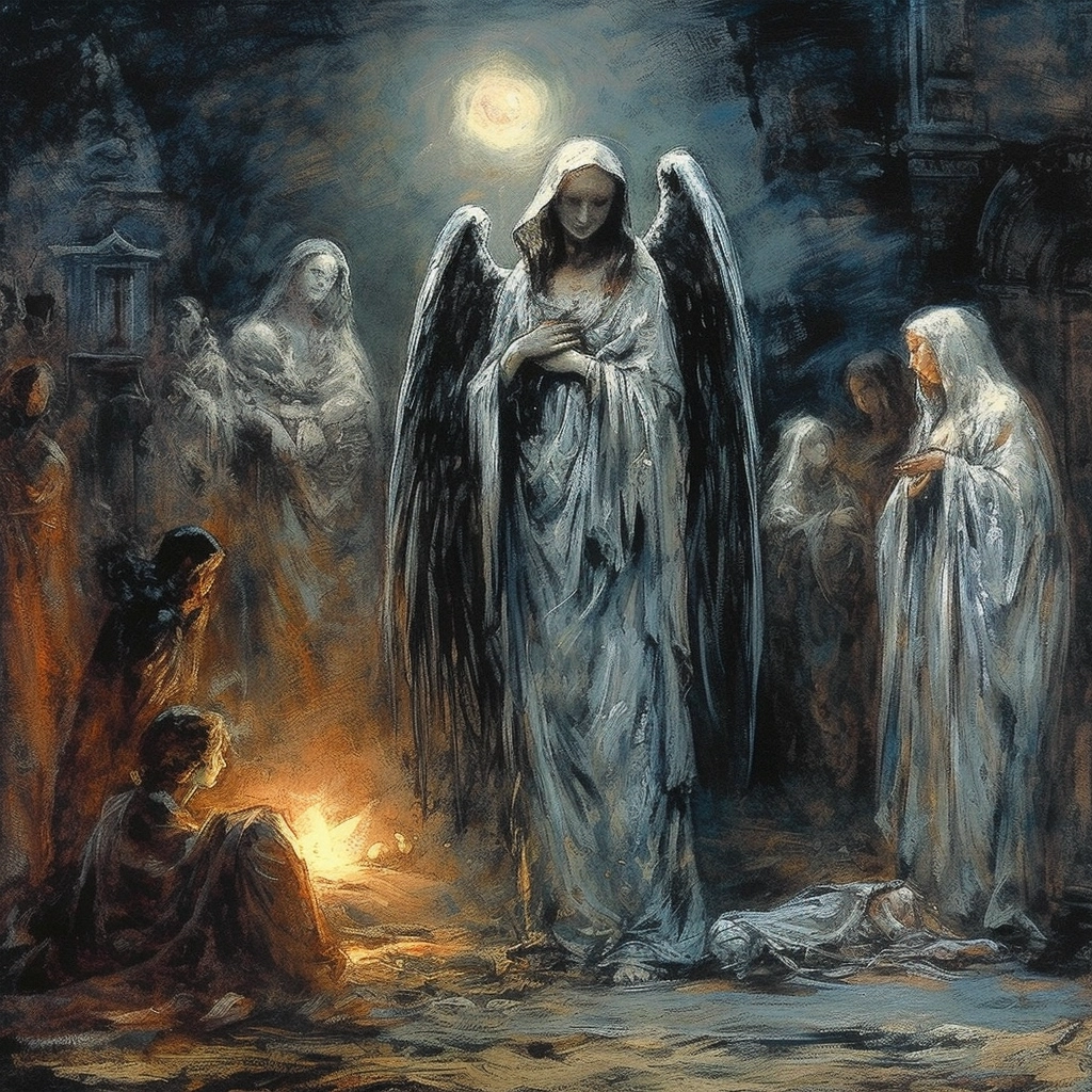 Angel's Horror: Gothic Midnight Mass Painting