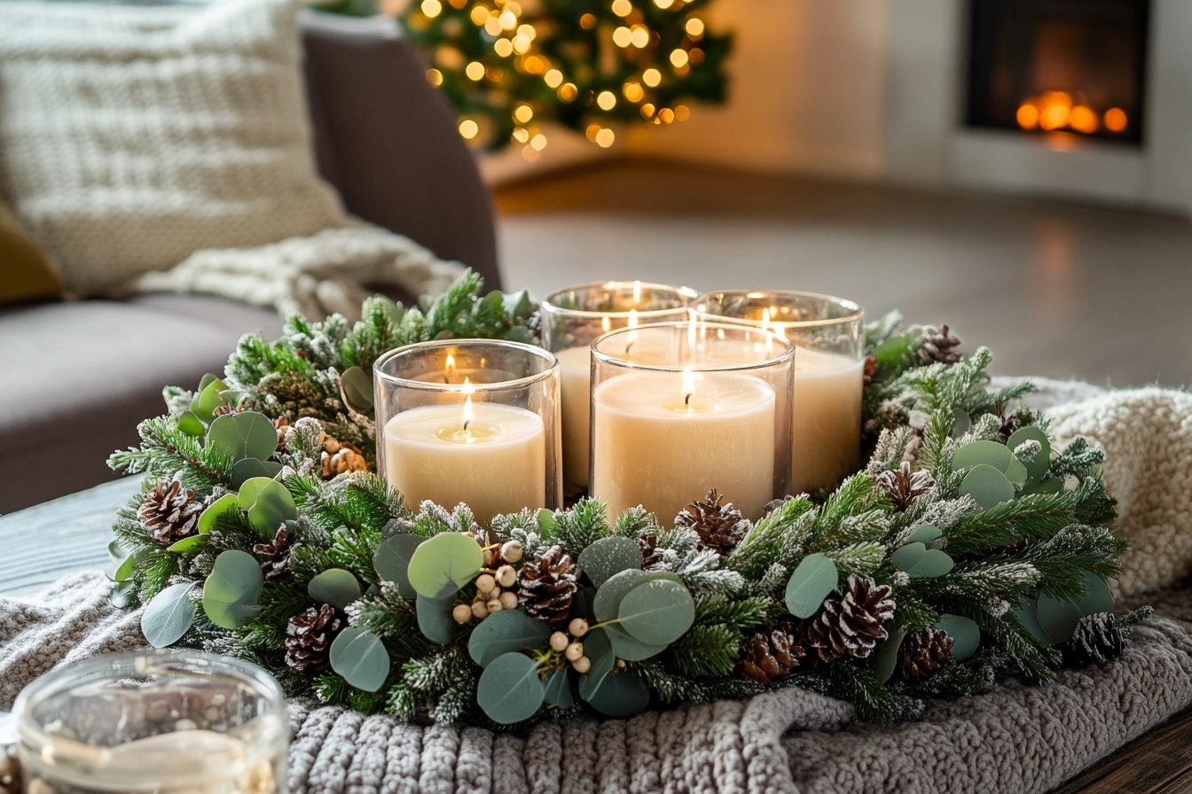 Cozy Christmas Wreath & Candle Set for Your Home