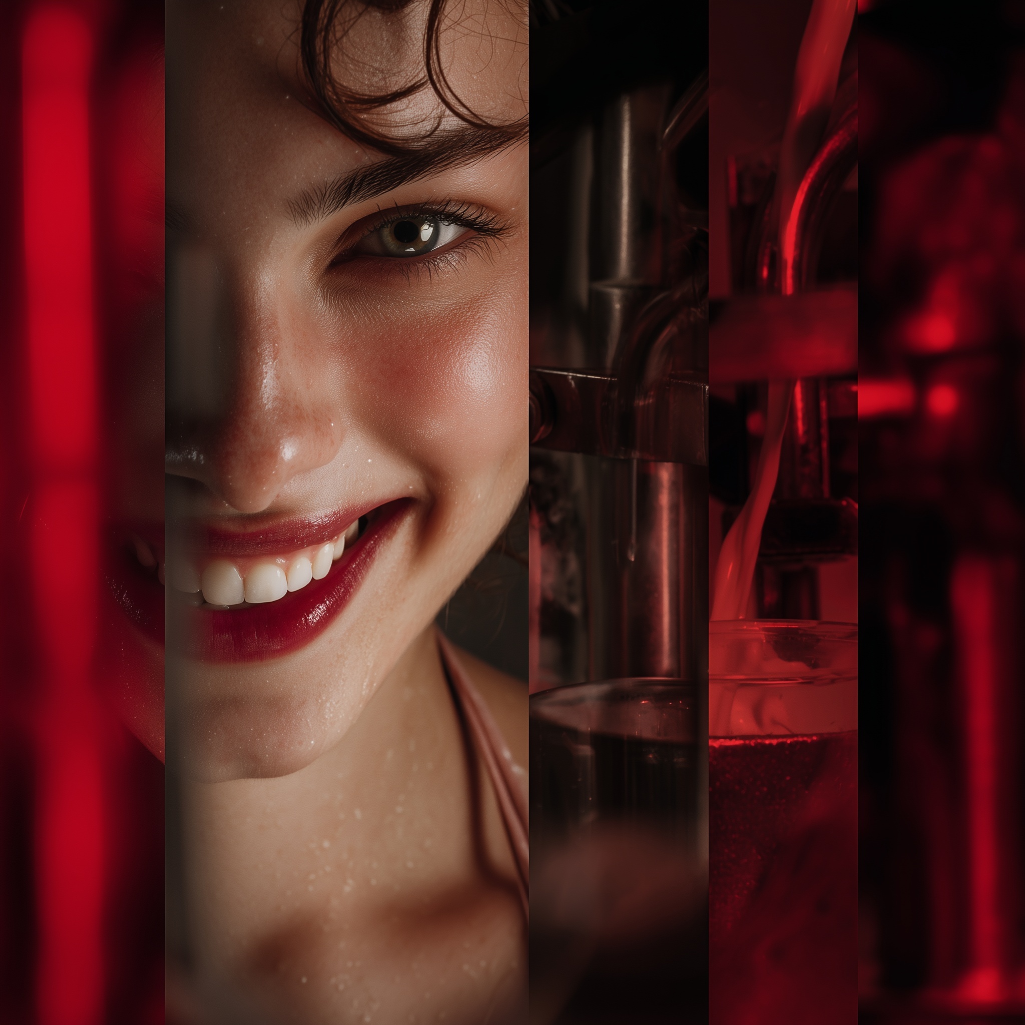 Abstract Art: Smiling Woman & Unique Milk Scene