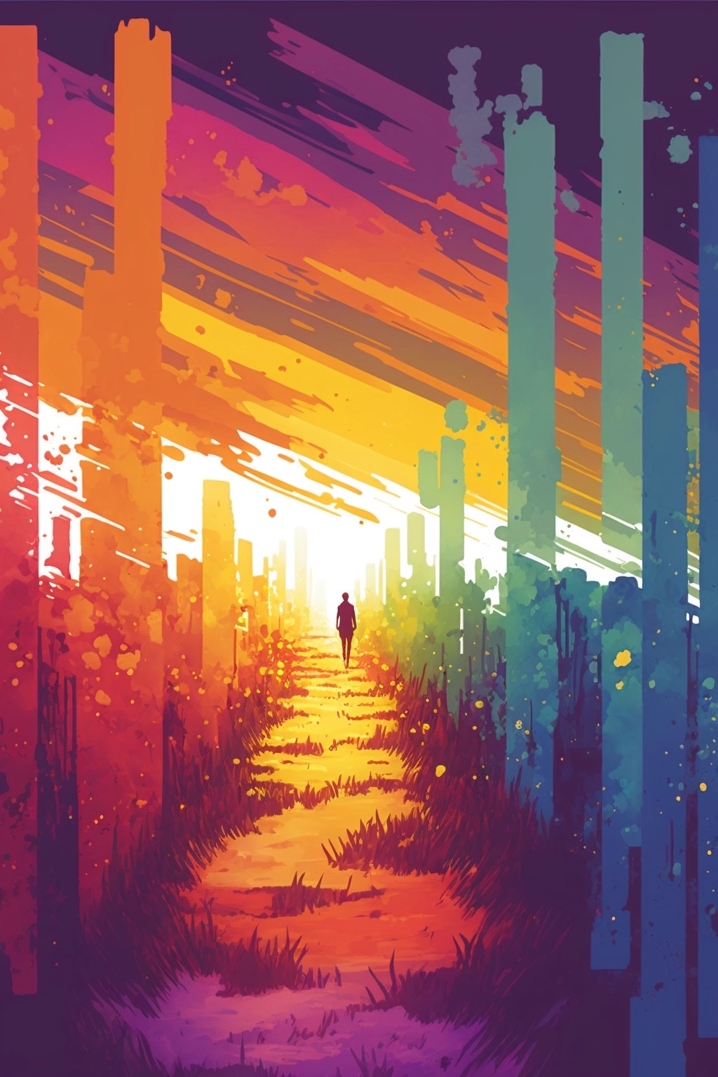 Ethereal Anime Sunset Wallpaper - Vibrant Scenery & Dreamy Lighting