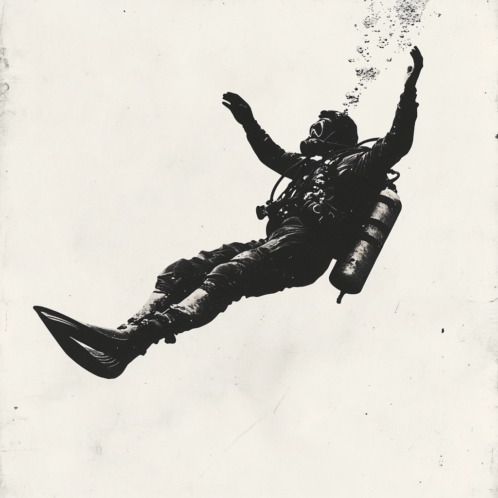 Drift into Adventure: Vintage Scuba Diver Art