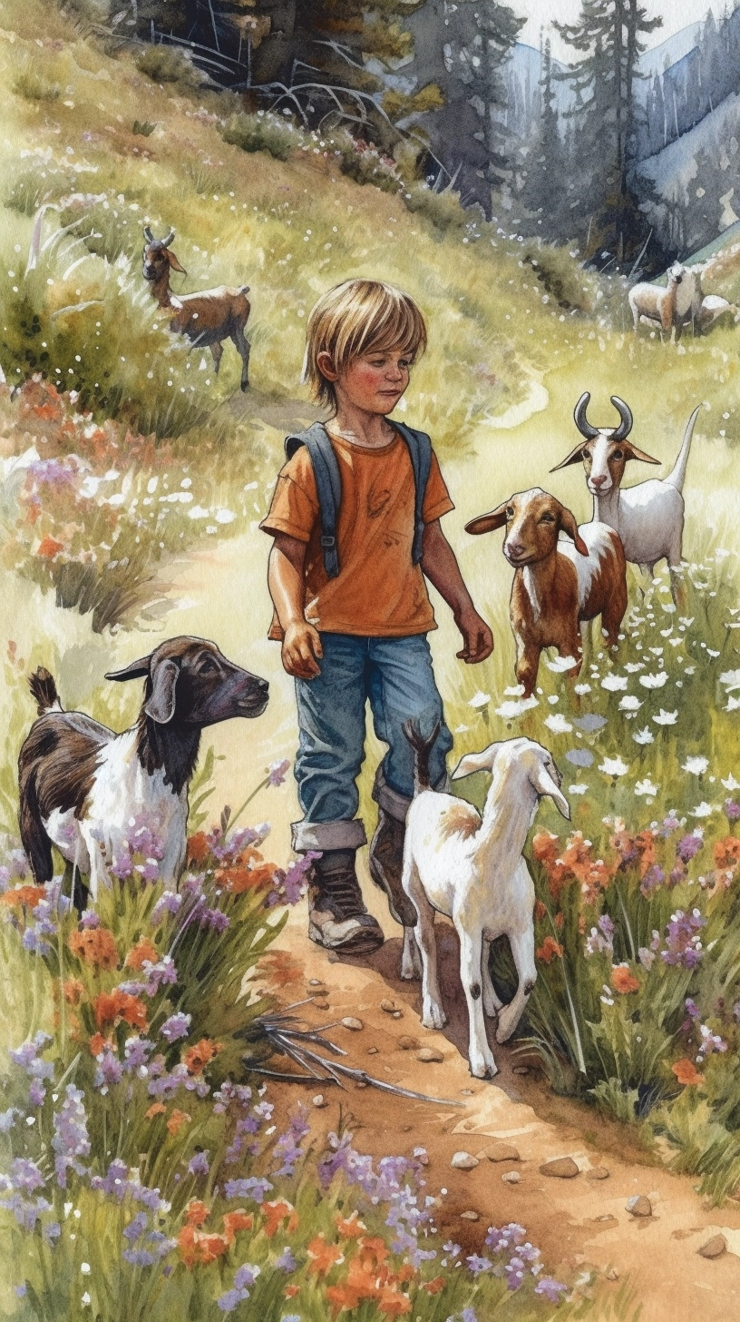 Realistic Cinematic Goatherd Herding Goats