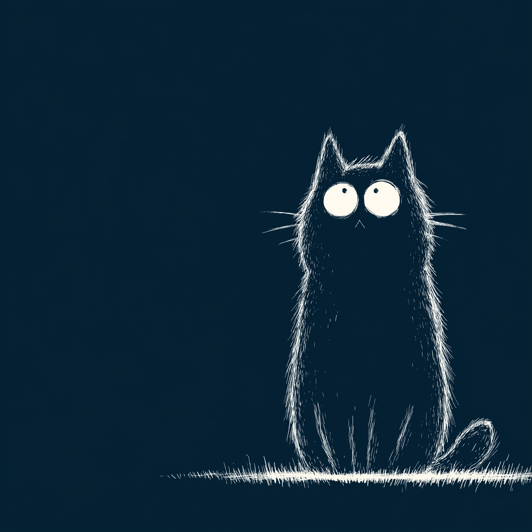 Minimalist Cat Illustration in Pure Line Art Style