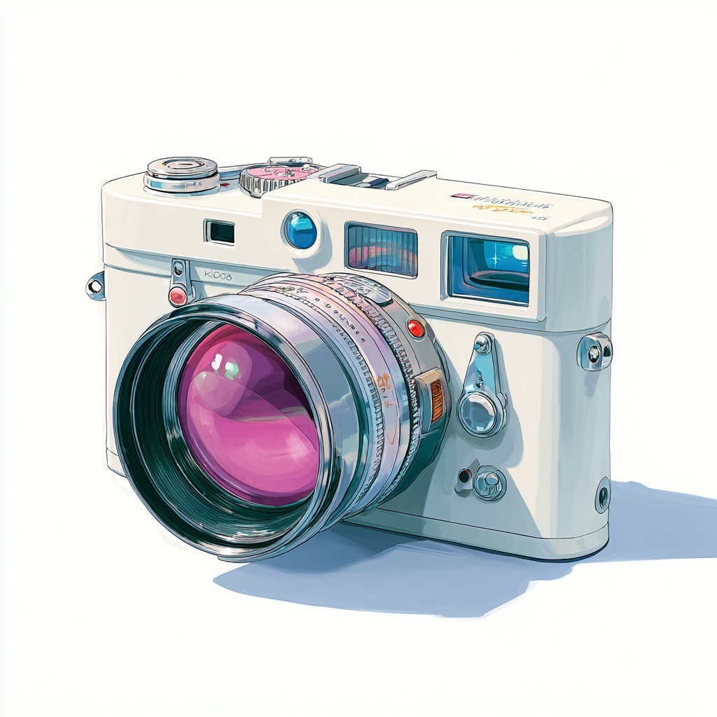 Vintage Camera Icon on White Background