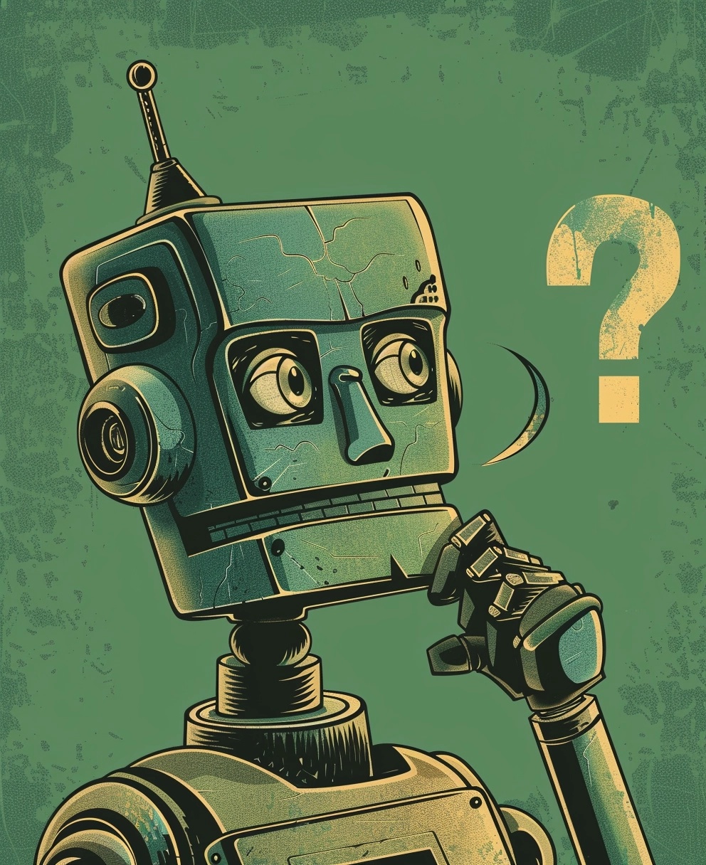 Confused Vintage Robot in Retro Comic Art