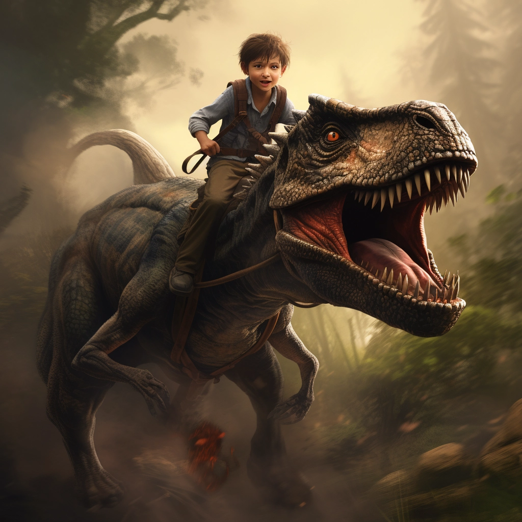 10-Year-Old Rides Velociraptor Dinosaur