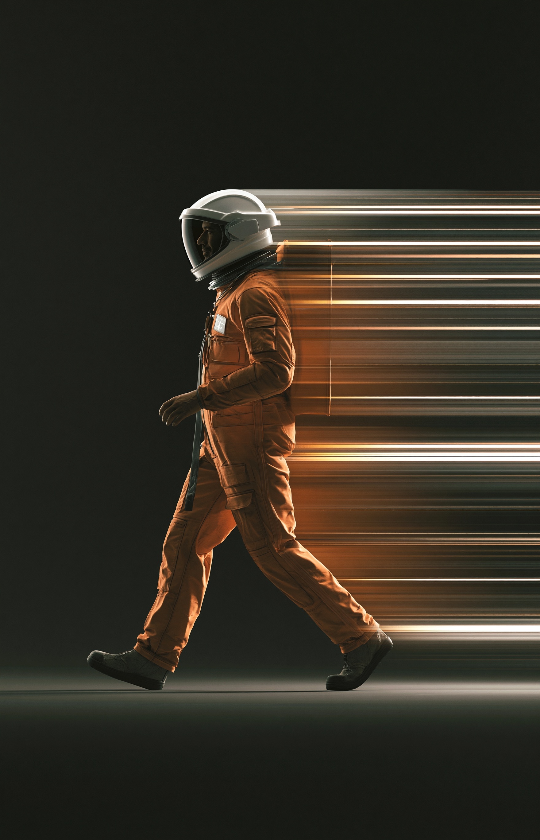 Dynamic Astronaut in Orange Spacesuit